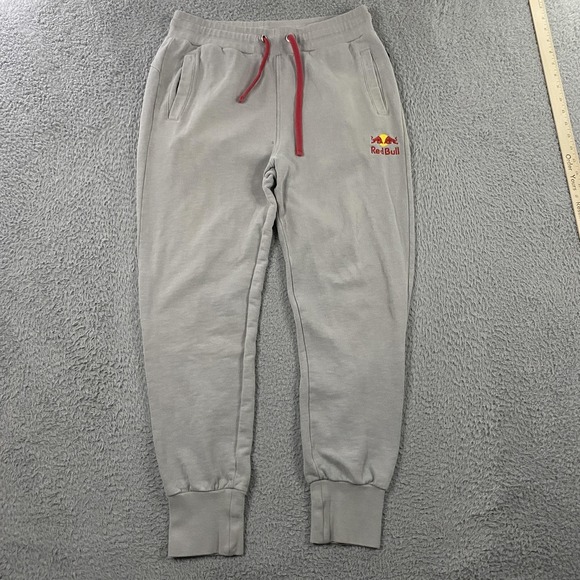 Red Bull Sweatpants Joggers Mens Medium Gray Athletes Only Drawstring Pockets - Picture 1 of 13
